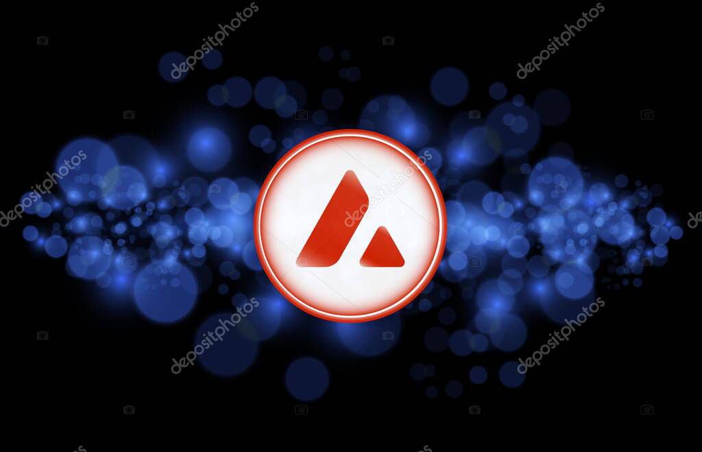 Avalanche-avax virtual currency image in the digital background. 3d illustrations.