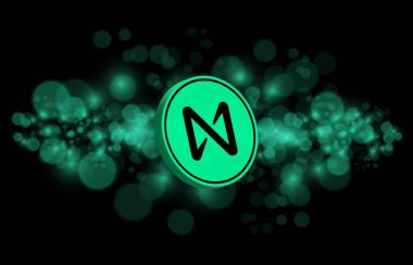 Dijital arka planda Protokol madeni para ve logonun yanında. 3d illüstrasyon resminin yanında.