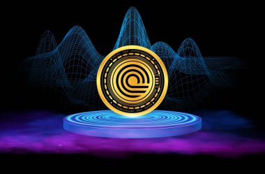 Dijital arkaplanda ondo sanal para birimi görüntüleri. 3d illüstrasyon.