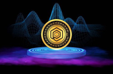 Soyut arka planda opulous-opul kripto para çizimleri. 3d illüstrasyon.