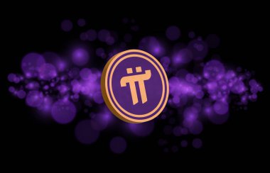 Dijital arkaplanda Pi-Ağ para şifreli para birimi resmi. 3d illüstrasyon.