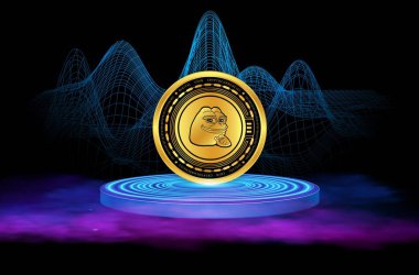 Dijital arkaplandaki pepe logosunun görüntüleri. 3d illüstrasyon.