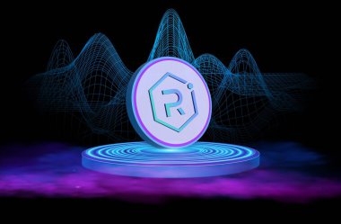 raydium-ray virtual currency image in the digital background. 3d illustrations.