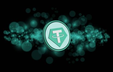 Dijital arkaplanda sanal para birimi resimleri var. 3d illüstrasyon.