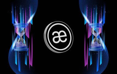 Dijital arkaplanda aevo kripto para birimi resmi. 3B çizimler.