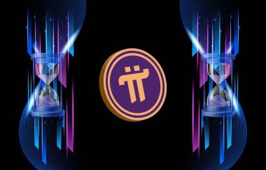 Dijital arkaplanda Pi-Ağ para şifreli para birimi resmi. 3d illüstrasyon.