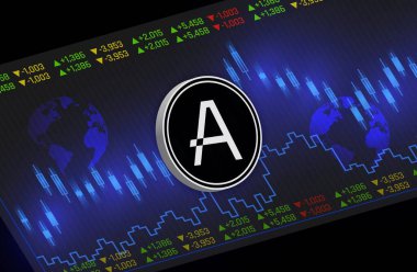 Dijital arkaplanda aleo sanal para birimi resimleri. 3d illüstrasyon