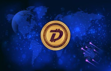 Digibyte-dgb dijital arkaplanda sanal para birimi resmi. 3d illüstrasyon.