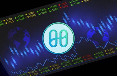 Dijital arkaplanda harmoni-bir kripto resimleri. 3d illüstrasyon.