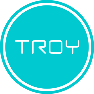 Soyut arkaplanda troy kripto para birimi logoları. 3d illüstrasyon.