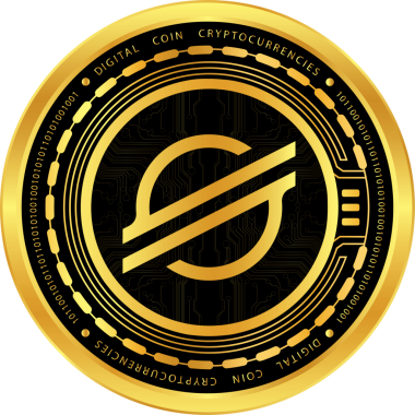 Soyut arkaplanda yıldız-xlm kripto para birimi çizimleri. 3d illüstrasyon.