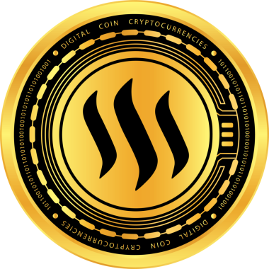 Soyut arka planda steem kripto para birimi logosu çizimleri. 3d illüstrasyon.