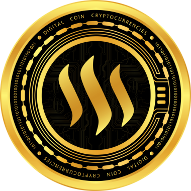 Soyut arka planda steem kripto para birimi logosu çizimleri. 3d illüstrasyon.