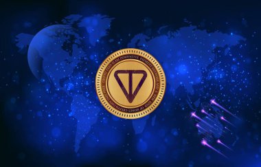 Dijital arka planda tonluk sanal para birimi görüntüleri. 3d illüstrasyon.