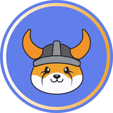 Soyut arkaplanda floki kripto para birimi logoları. 3d illüstrasyon.