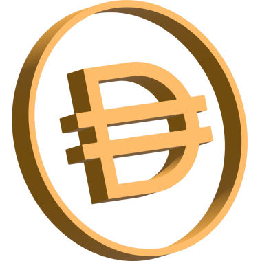 dai sanal para birimi logosu. Vektör çizimleri. 3d illüstrasyon.