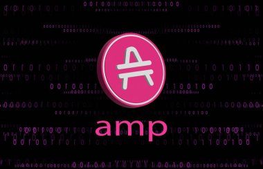 Dijital arkaplanda amfi kripto para birimi resimleri. 3d illüstrasyon.