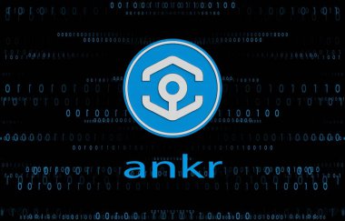 Ankr sanal para biriminin dijital arka plandaki görüntüsü. 3d çizimler.