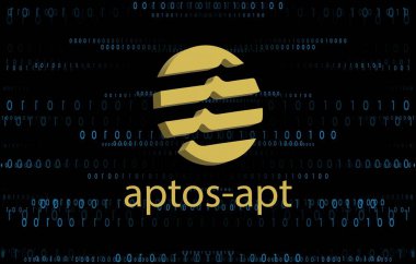 dijital arkaplanda aptos-apt şifreleme resimleri. 3d illüstrasyon.