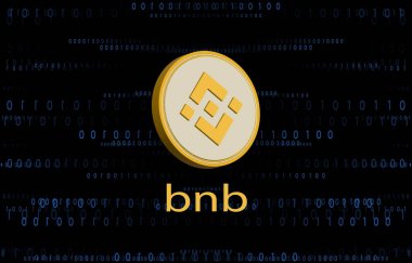 dijital arkaplanda binance-bnb sanal para birimi resmi. 3d illüstrasyon.
