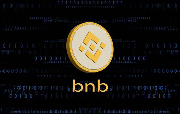 Образ виртуальной валюты binance-bnb на цифровом фоне. 3d иллюстрации.