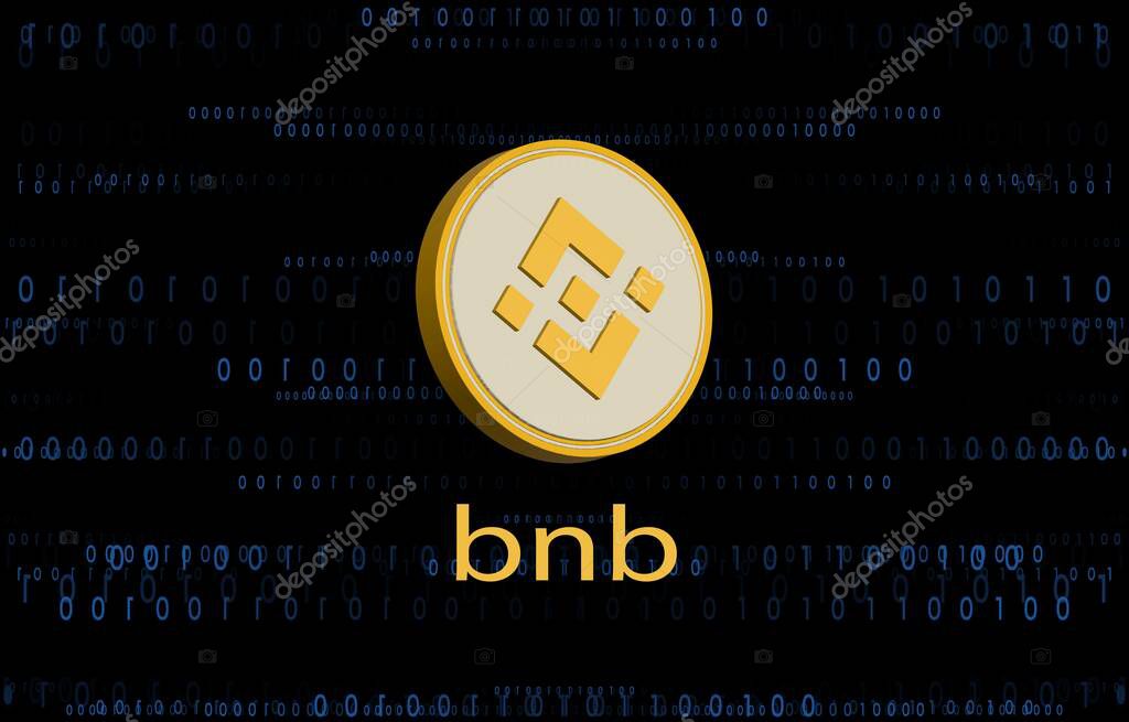 Binance-bnb virtual currency image in the digital background. 3d illustrations.