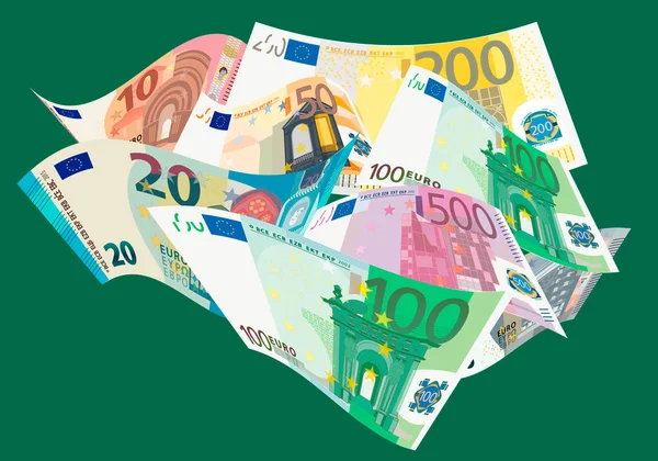 Flying Euro Banknotes Vector Illustration — Stock Vector