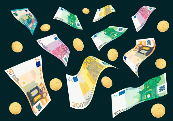 欧洲钞票的飞扬 矢量说明 — 图库矢量图片
