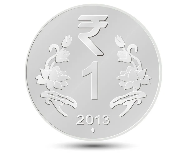 One Rupee Coin India Back Side Isolated White Background — Stock Vector