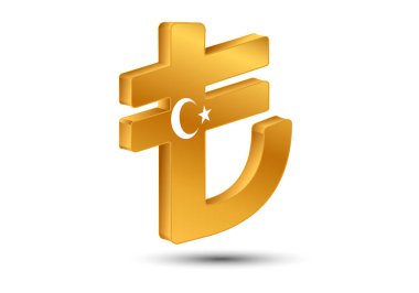 Currency of Turkey. Turkish lira symbol, the official currency of Turkey. 3d render. 