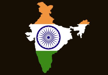 Map of India on background with flag. Vector.
