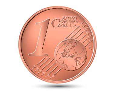 One euro cent coin. Reverse coin. Vector illustration.