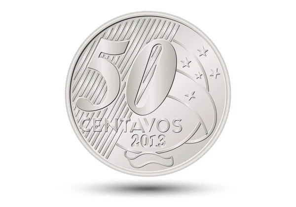 Brazilian Centavos Real Coin Reverse White Background Stockillustration