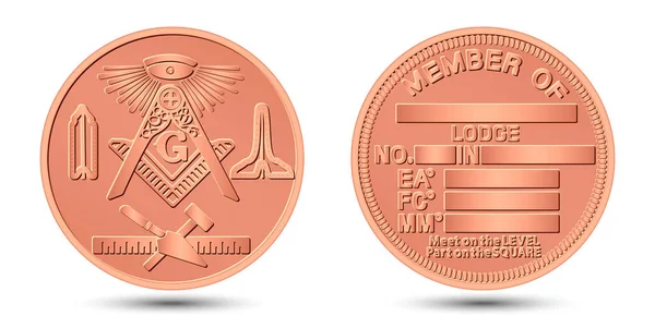 Moneda Conmemorativa Masónica Ilustración Vectorial Eps — Vector de stock