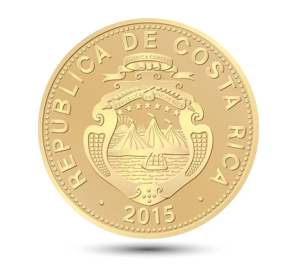Costa Rica Cento Coloni Moneta Uno Sfondo Bianco Isolato Illustrazione — Vettoriale Stock