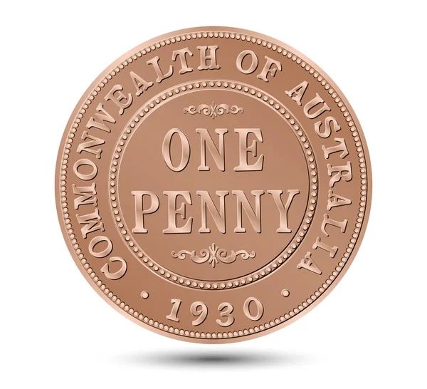 Australia One Penny Coin Vector Illustration — Stock Vector