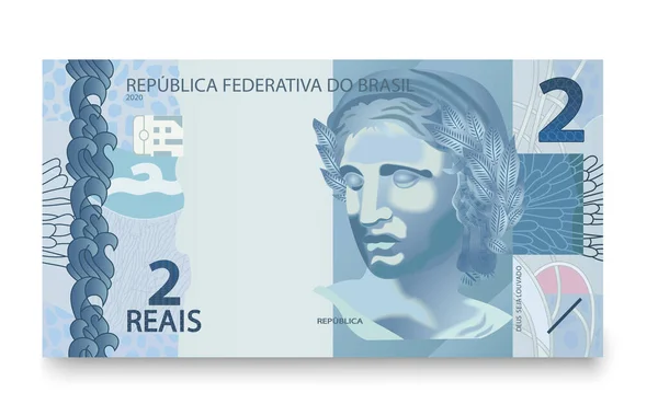 Billete Dos Billetes Brasileños Real Brasileño Ilustración Vectorial — Vector de stock