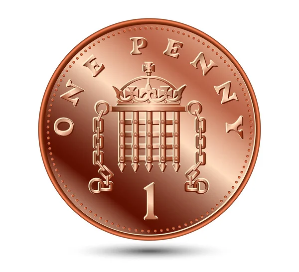 Eine Britische Bronzemünze Mit Portemonnaie Und Krone Auf Weißem Hintergrund lizenzfreie Stockillustrationen