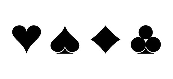 Cartas Jogo Pôquer Ajustam Símbolos Espadas Corações Diamantes Clubes Ícones — Vetor de Stock