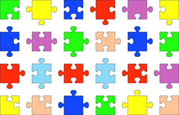 Puzzle Pieces Vector Illustration Isolated White Background Puzzle Pieces Vector — Stock Vector