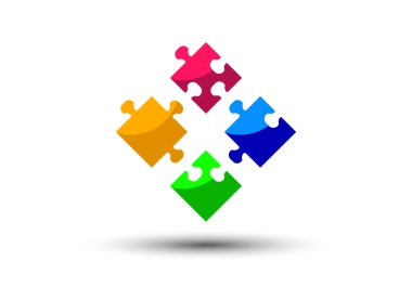 Bulmaca parçaları vektör çizimi beyaz arkaplanda izole edildi. Bulmaca parçaları vektör seti. Yapboz parçalarını ayır.