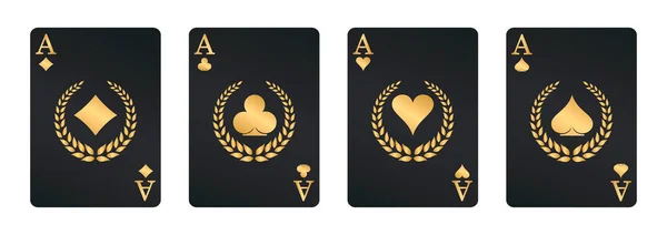 Ensemble Quatre Cartes Jouer Poker Concept Jeu Web Design Modèle — Image vectorielle