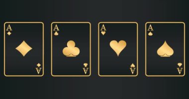 Kağıt oynayan dört as seti. Poker, kumar konsepti. Web tasarımı, kumarhane şablonu.