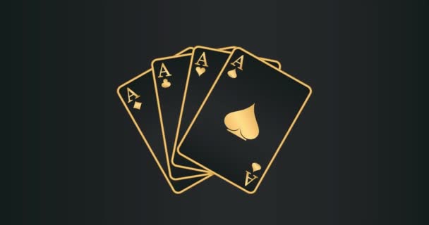 Čtyři Esa Hrát Karty Vyhovuje Set Poker Herní Koncept Web — Stock video