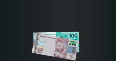 Brezilya banknotları seti. Brezilya parası işte. Brezilya gerçeğidir. Video.