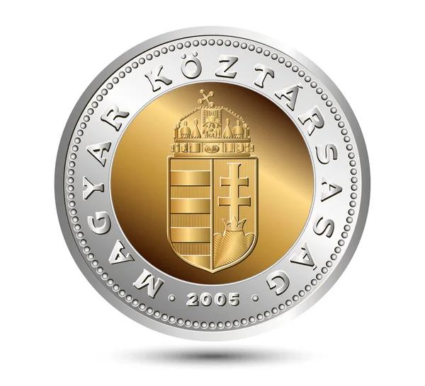匈牙利硬币的正面 一百福林 白色背景 矢量说明 — 图库矢量图片
