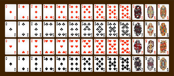 Playing cards for poker. Vector illustration.
