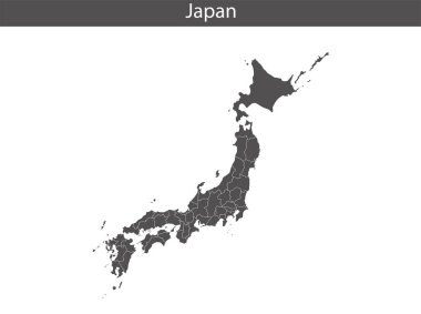 Japonya haritası beyaz arka planda izole edildi. Vektör illüstrasyonu.