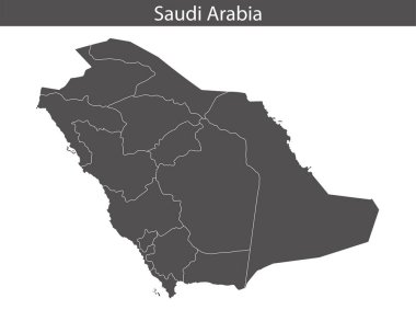Suudi Arabistan haritası beyaz arka planda izole edildi. Vektör illüstrasyonu.