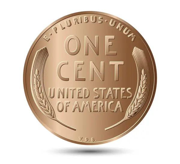 Vektör Amerikan parası, bir sent bozukluk, 1909-1958. Vektör illüstrasyonu.